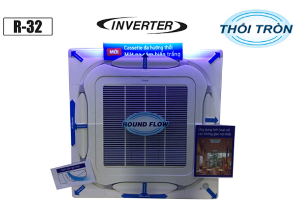 Điều Hòa Âm Trần Cassette Daikin Inverter 1 Chiều 42.700 BTU. Điều khiển xa.(BRC7M635F+BYCQ125EAF).  FCF125CVM/RZF125CVM.